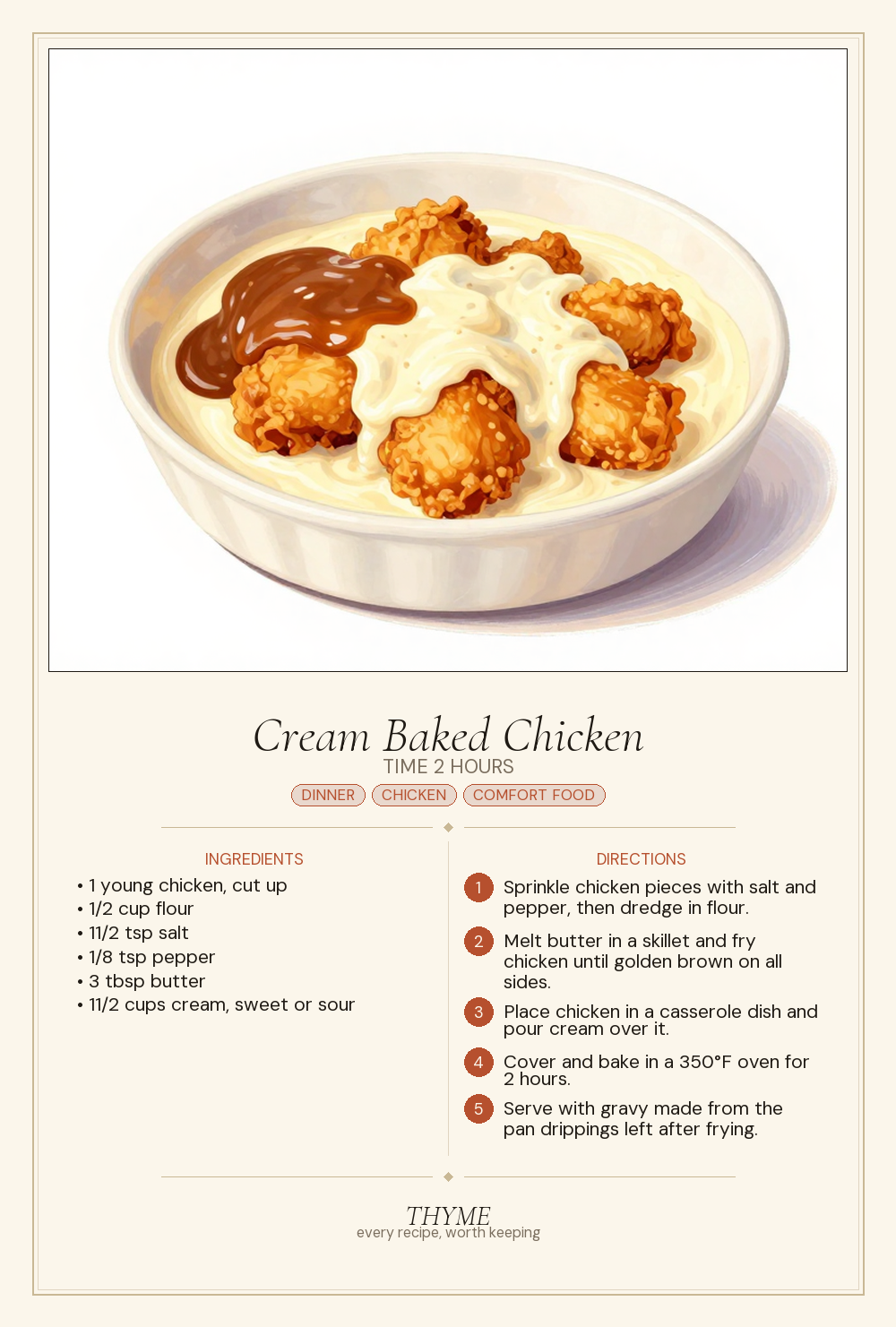 Cream Baked Chicken