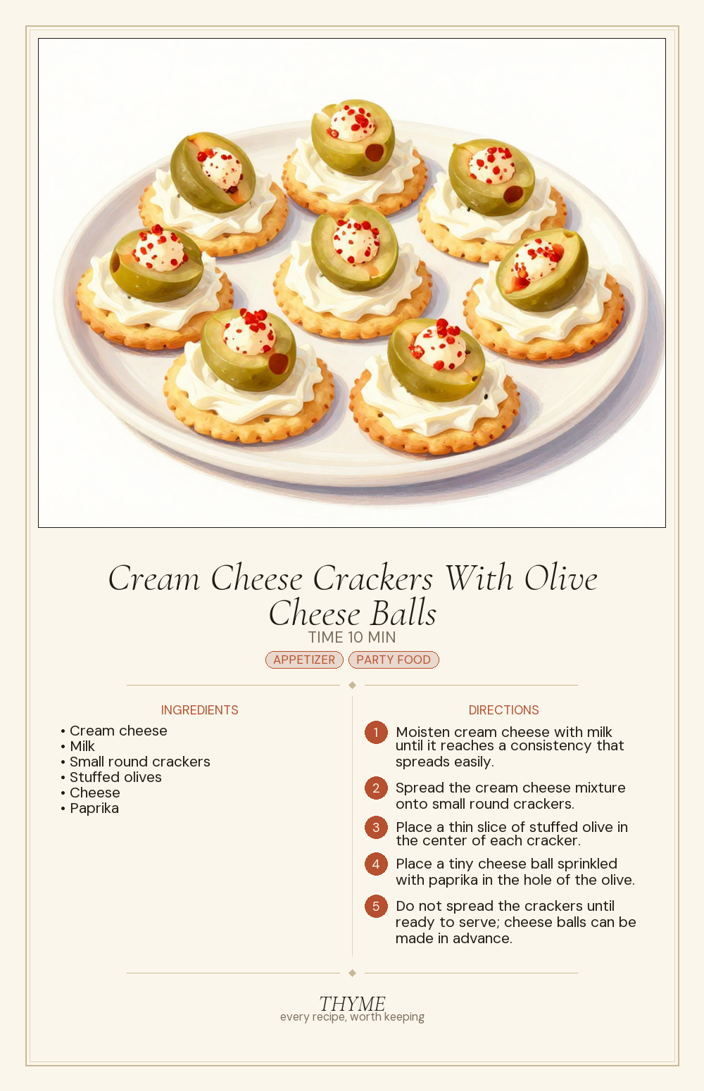 Cream Cheese Crackers With Olive Cheese Balls