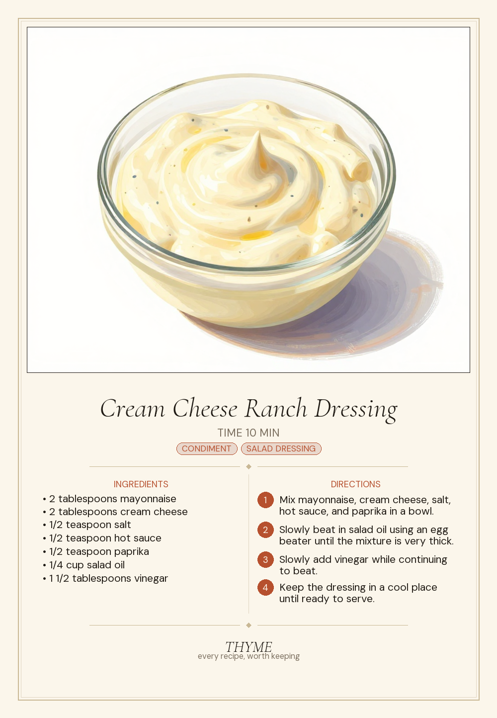 Cream Cheese Ranch Dressing