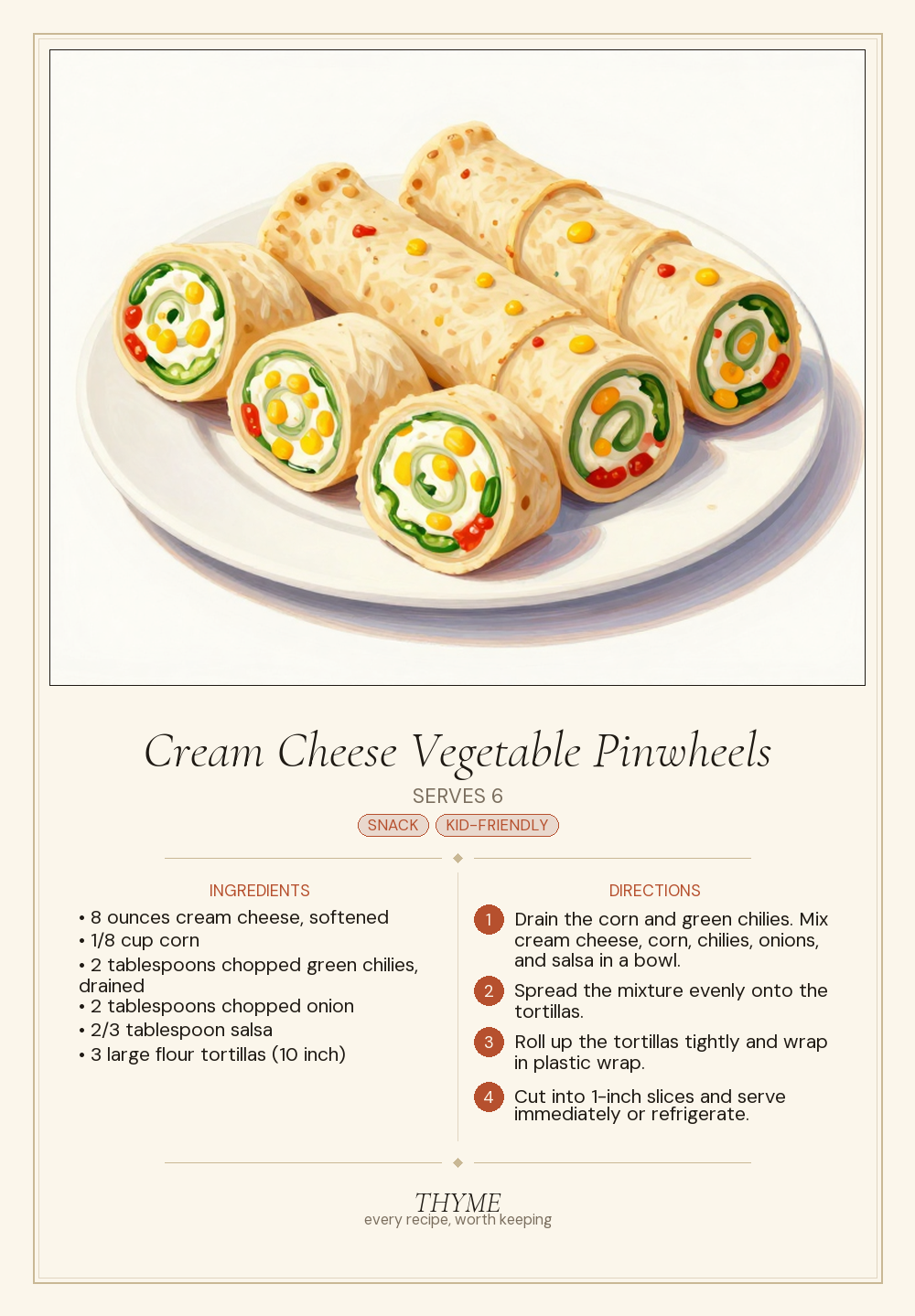 Cream Cheese Vegetable Pinwheels