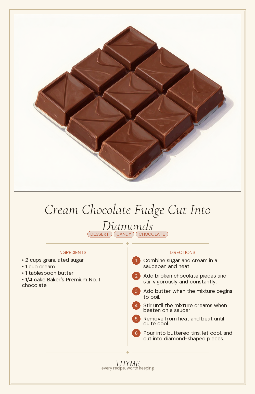 Cream Chocolate Fudge Cut Into Diamonds