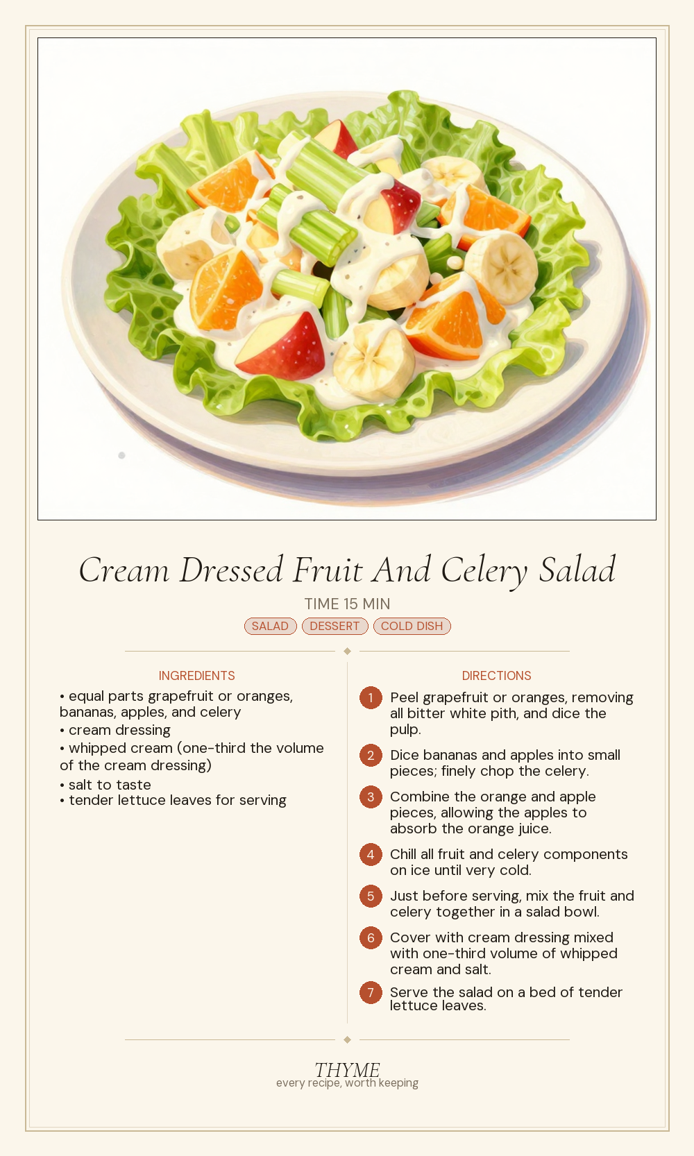 Cream Dressed Fruit And Celery Salad