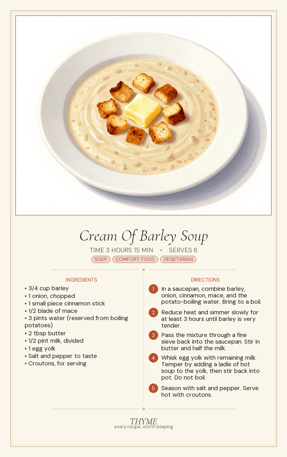 Cream Of Barley Soup
