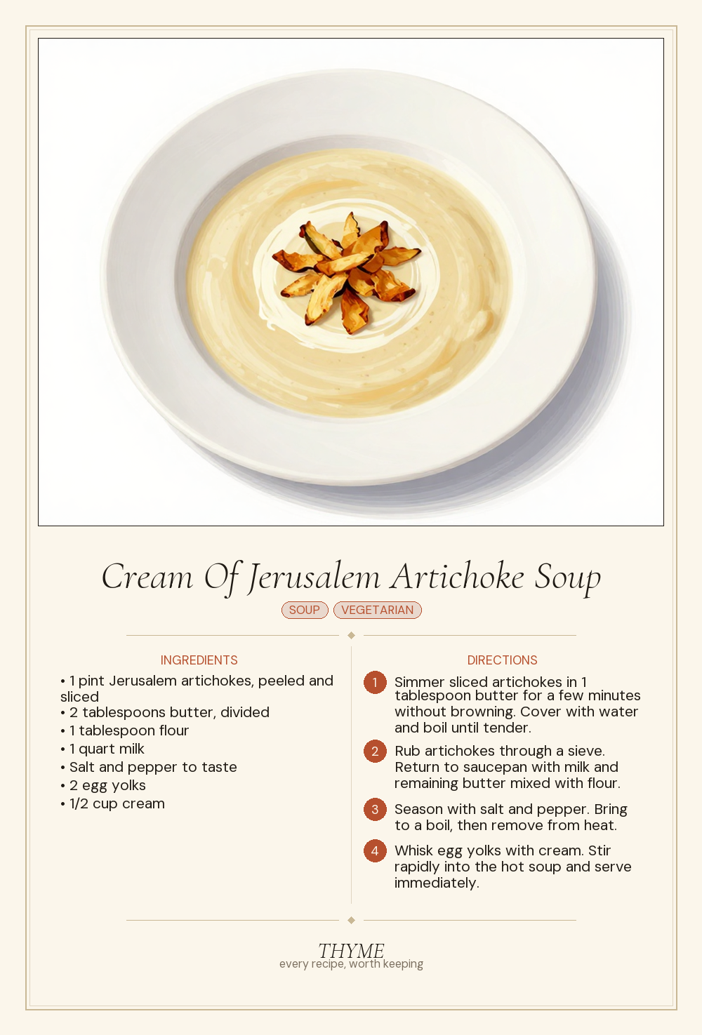 Cream Of Jerusalem Artichoke Soup