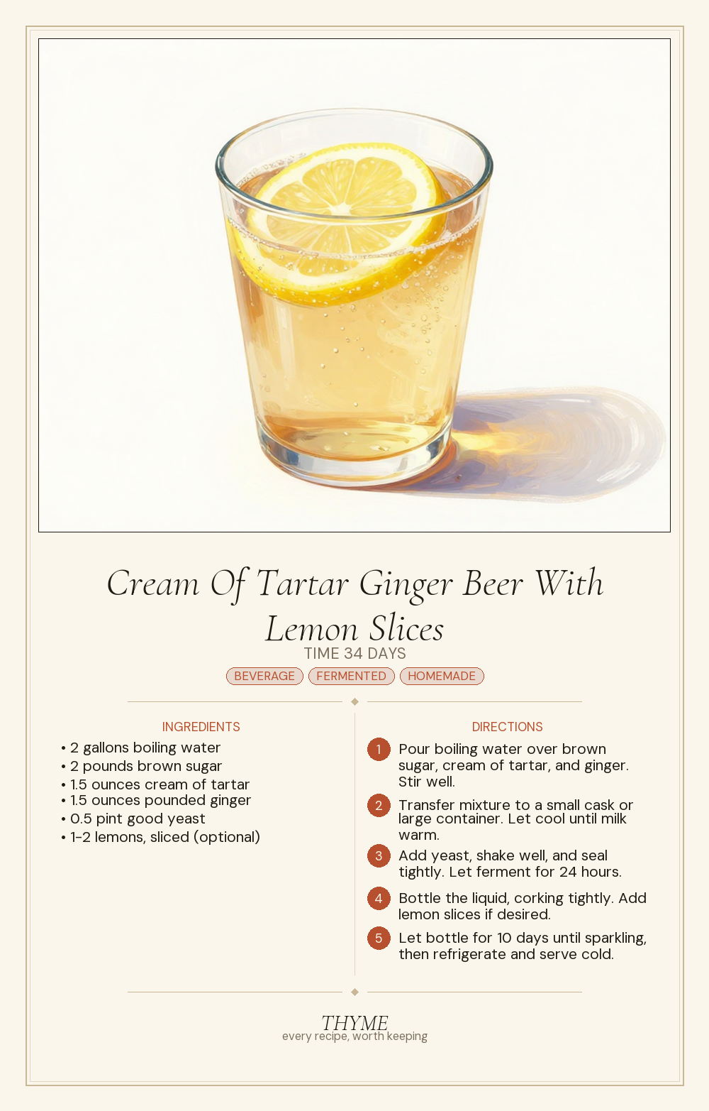 Cream Of Tartar Ginger Beer With Lemon Slices