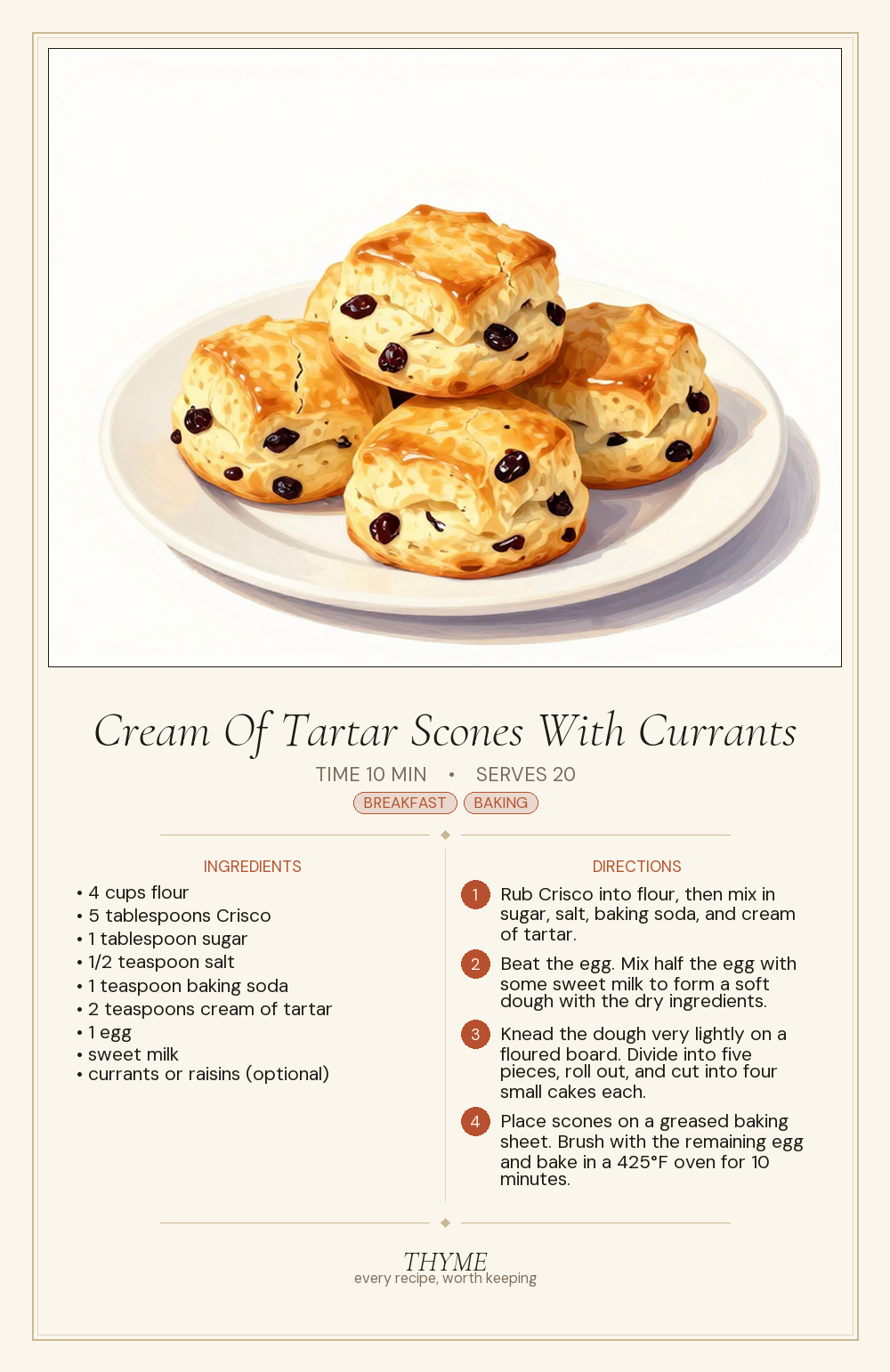 Cream Of Tartar Scones With Currants