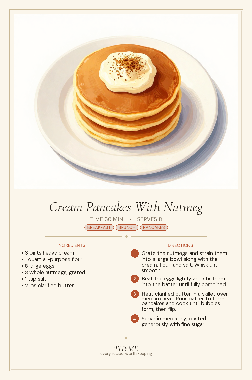 Cream Pancakes With Nutmeg