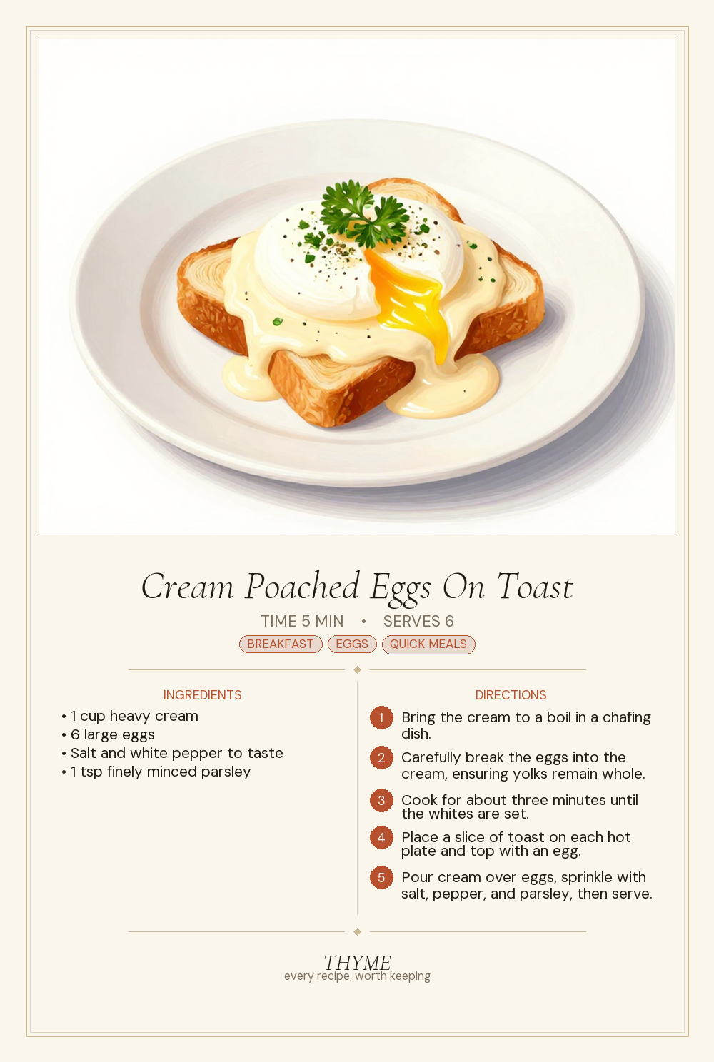 Cream Poached Eggs On Toast