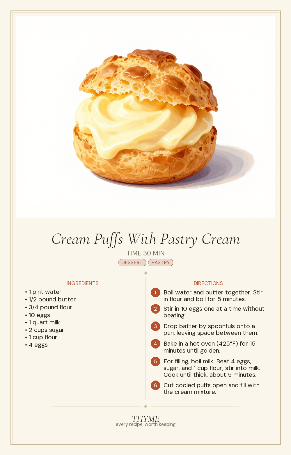 Cream Puffs With Pastry Cream