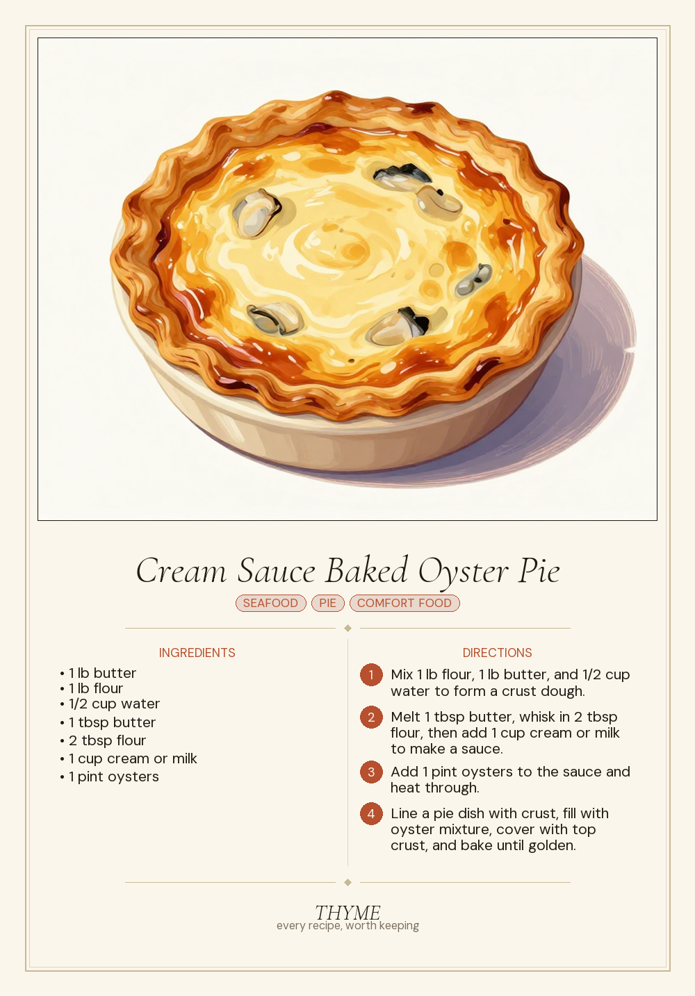 Cream Sauce Baked Oyster Pie