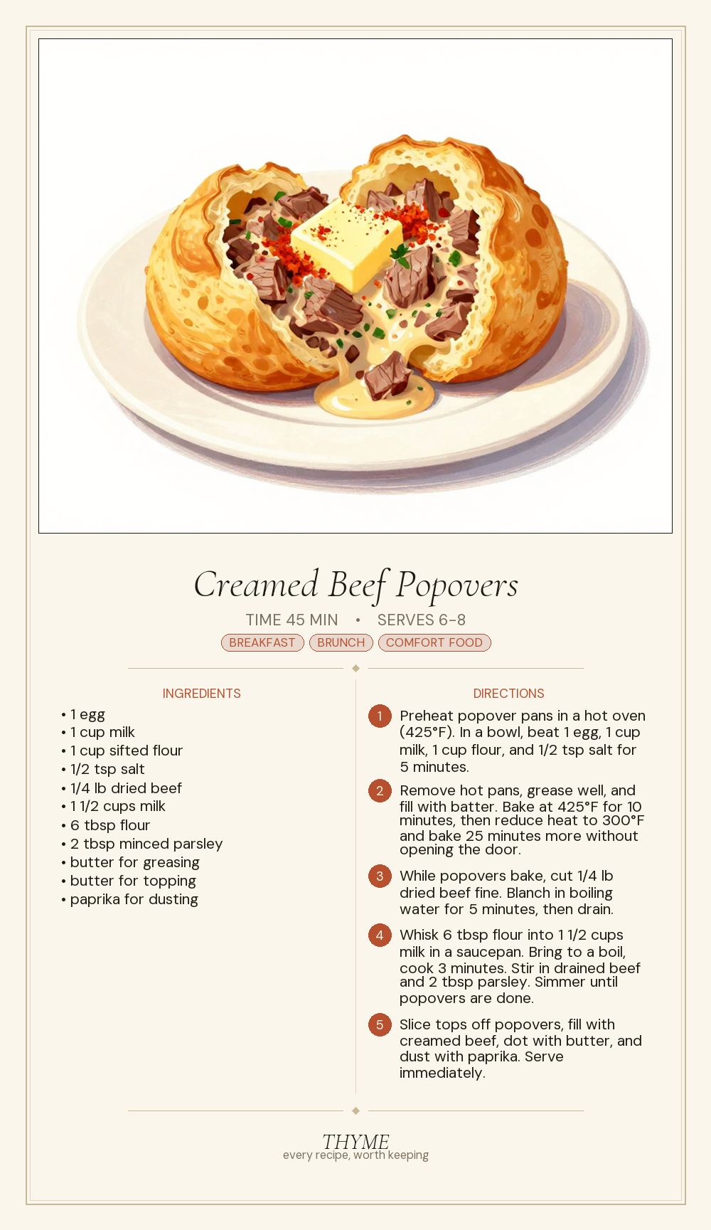 Creamed Beef Popovers