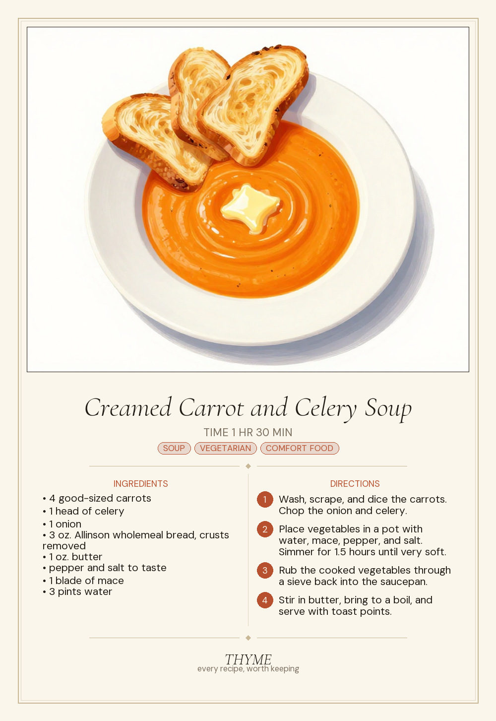 Creamed Carrot and Celery Soup