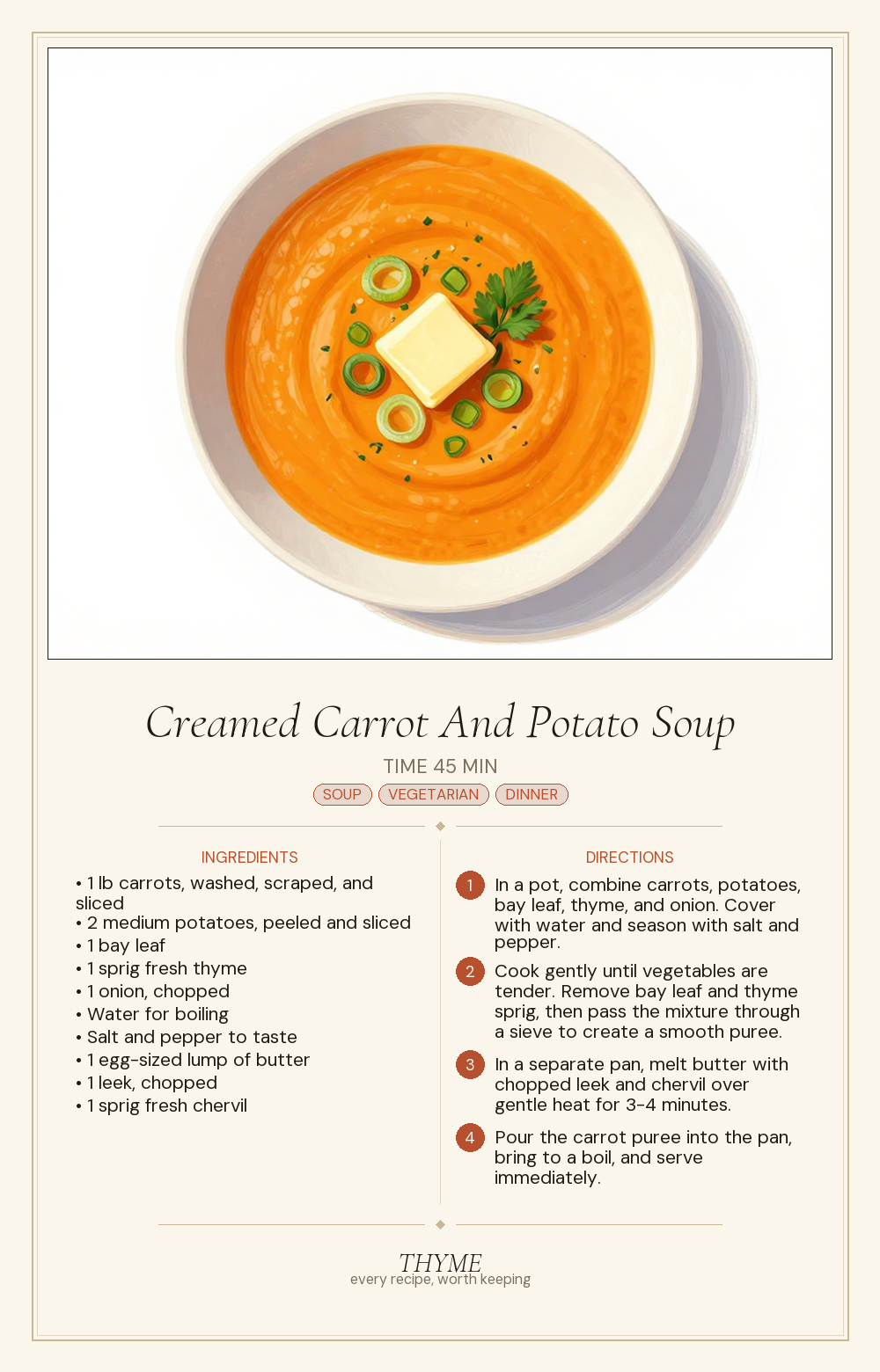 Creamed Carrot And Potato Soup