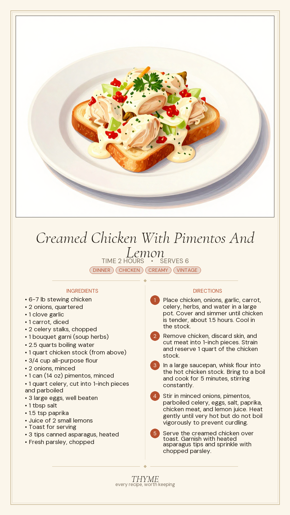 Creamed Chicken With Pimentos And Lemon