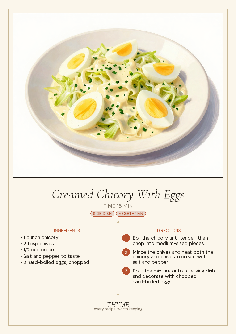 Creamed Chicory With Eggs