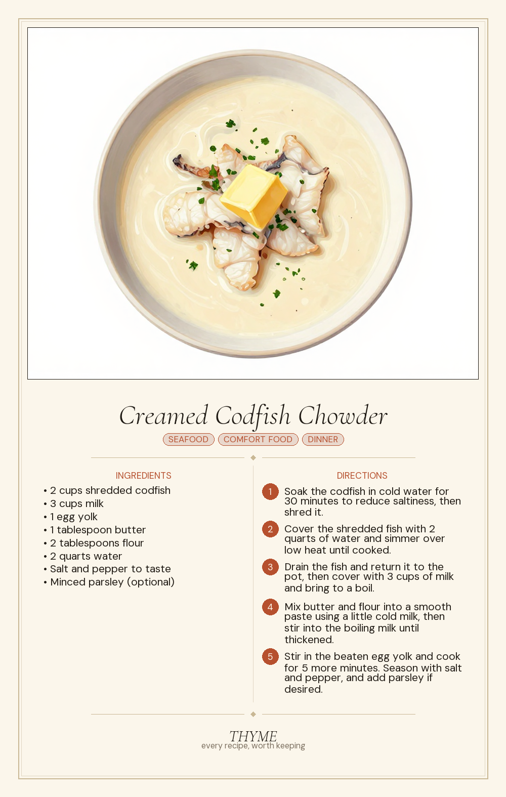 Creamed Codfish Chowder