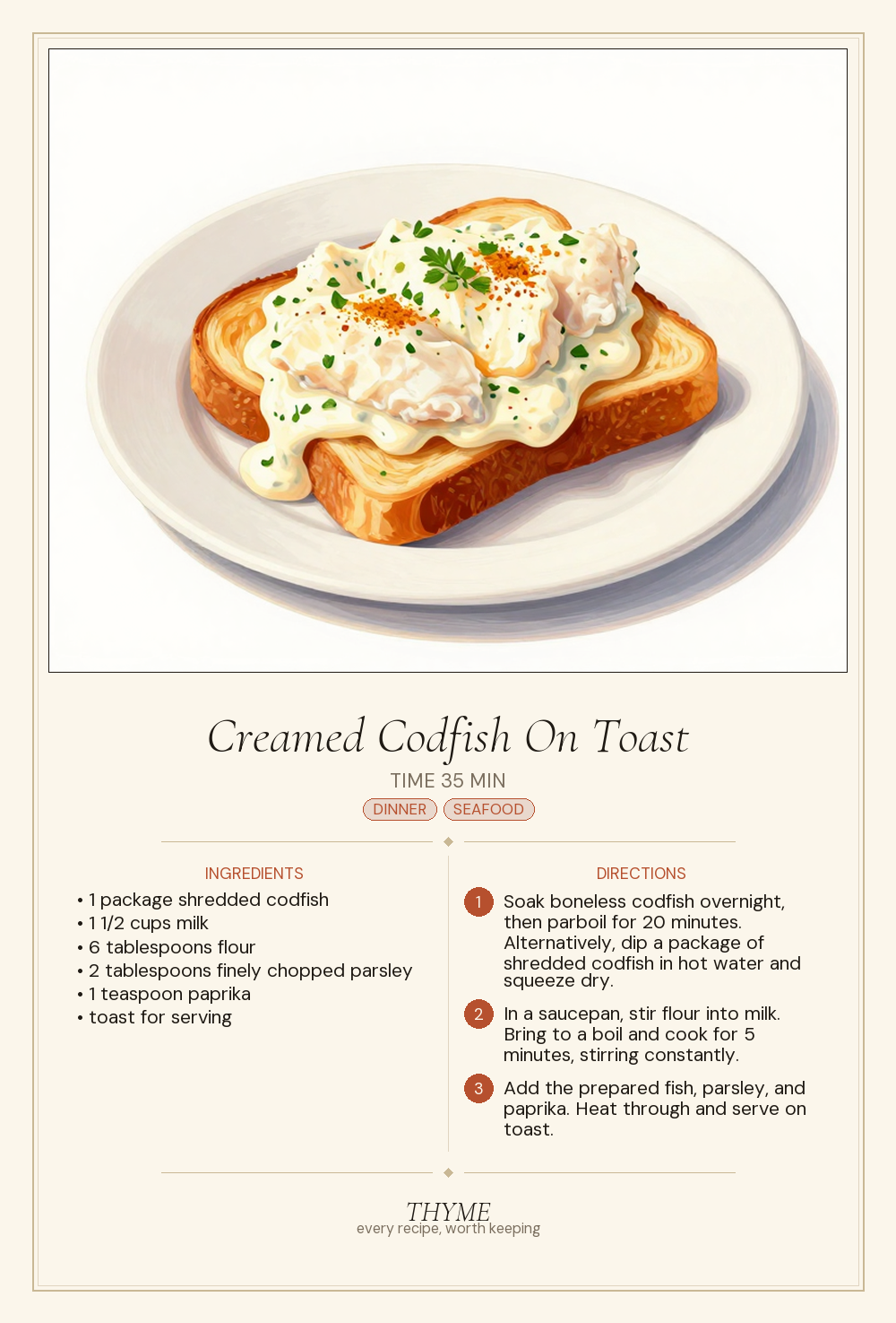 Creamed Codfish On Toast