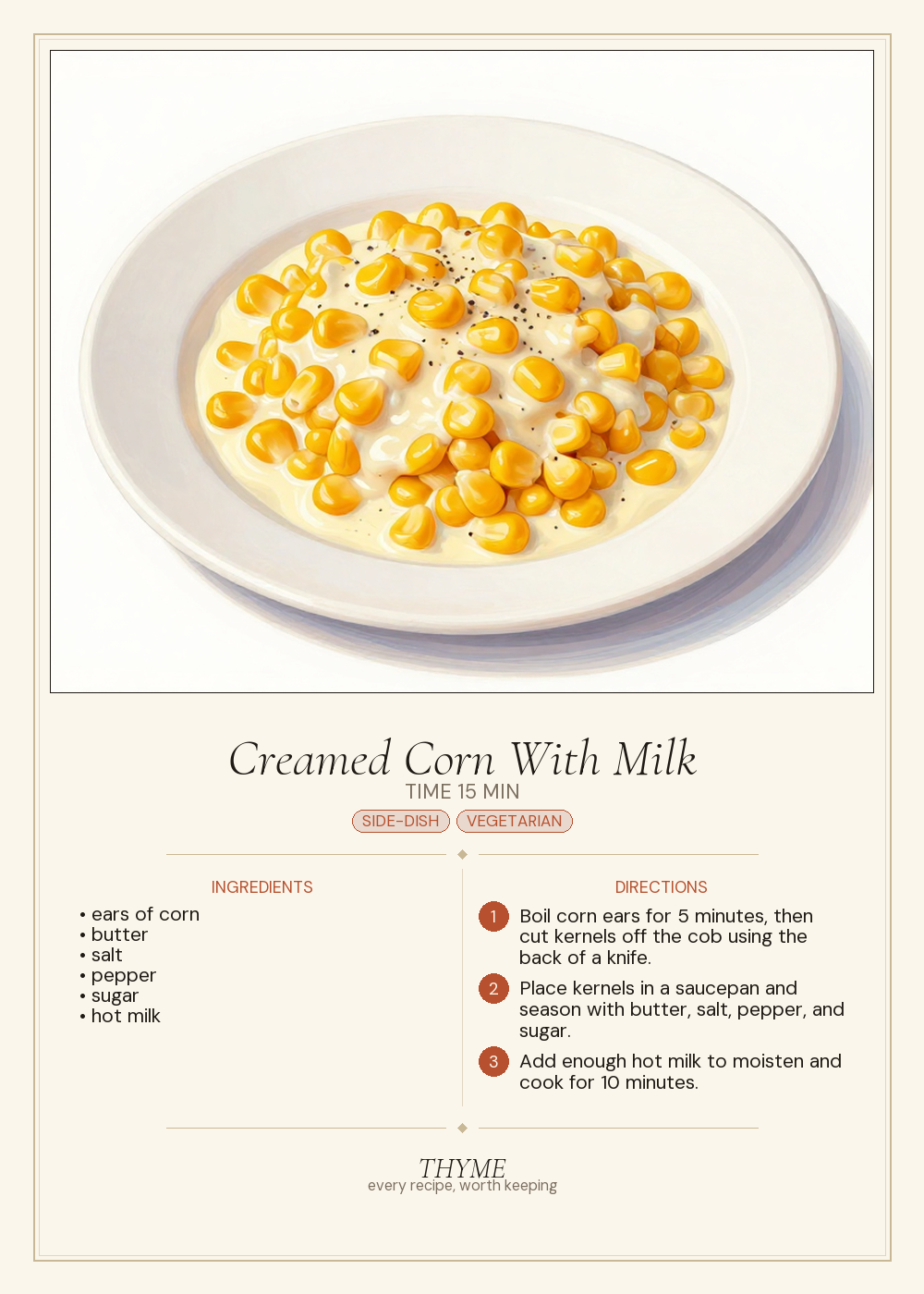 Creamed Corn With Milk