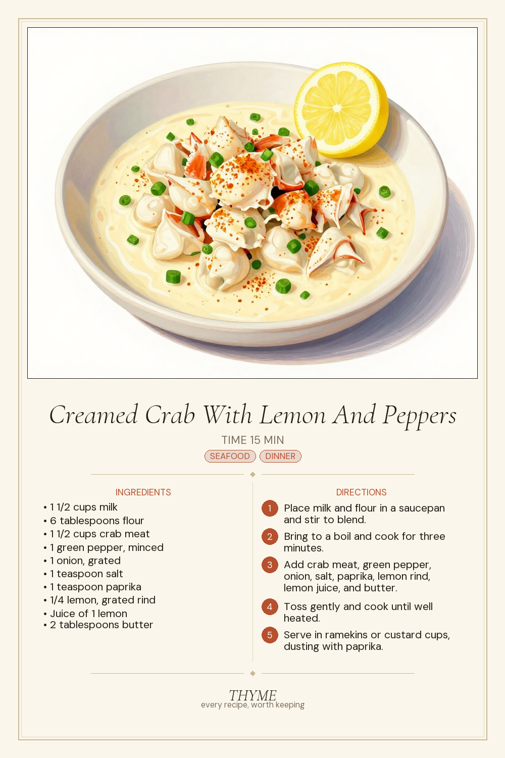 Creamed Crab With Lemon And Peppers