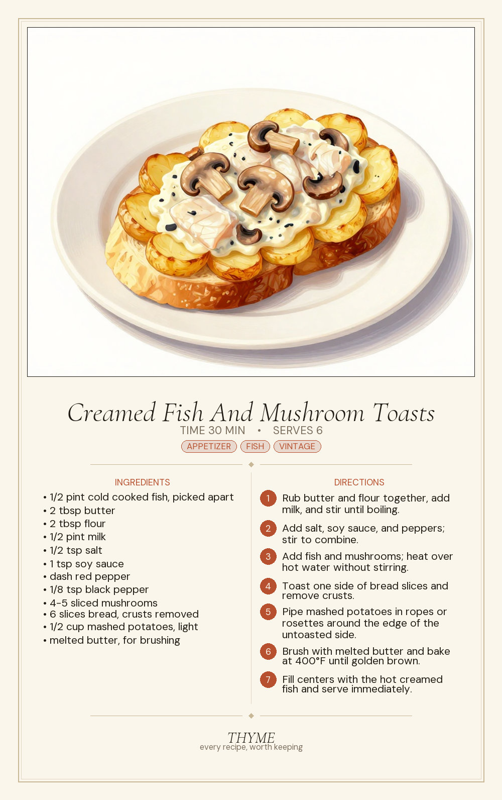 Creamed Fish And Mushroom Toasts