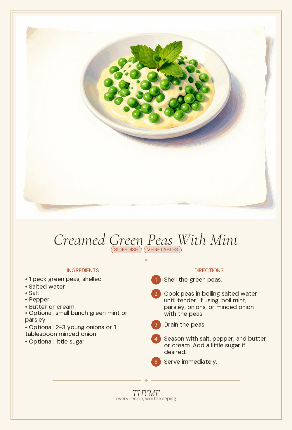Creamed Green Peas With Mint