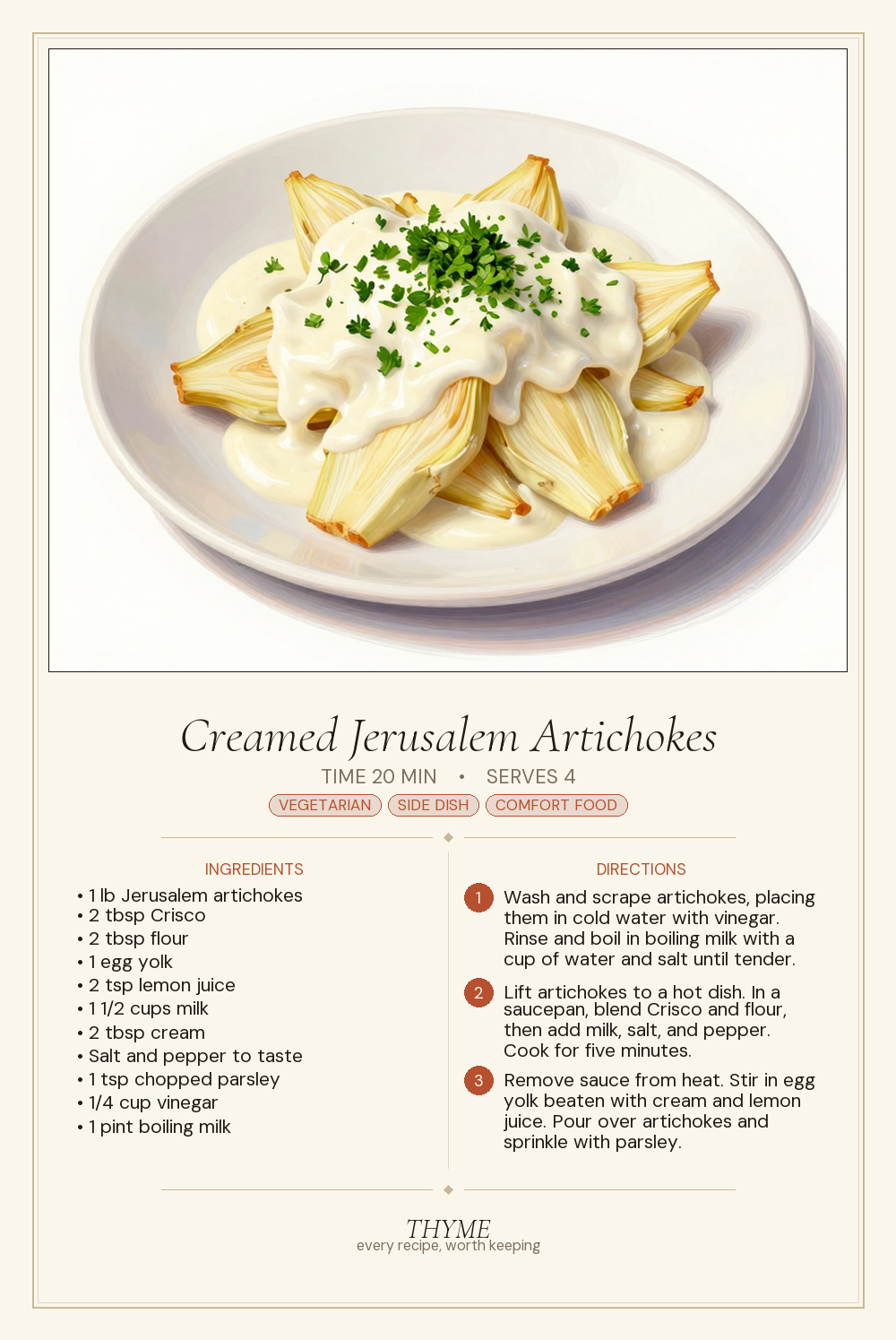 Creamed Jerusalem Artichokes