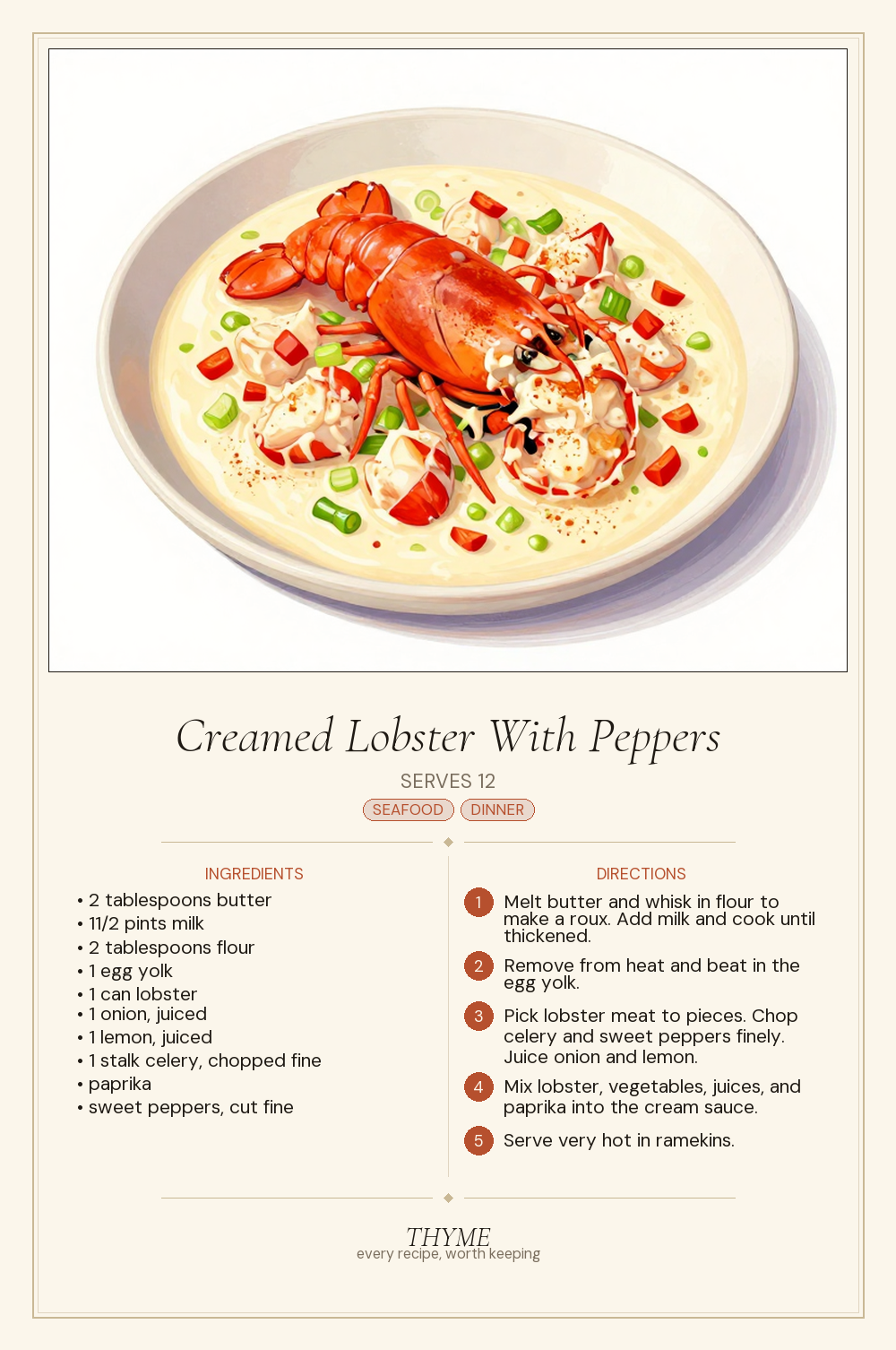 Creamed Lobster With Peppers