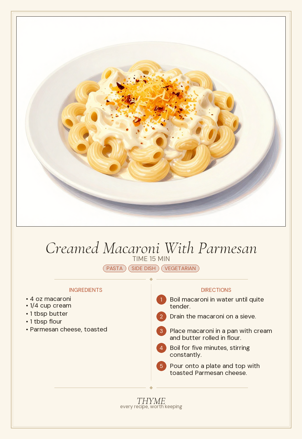Creamed Macaroni With Parmesan