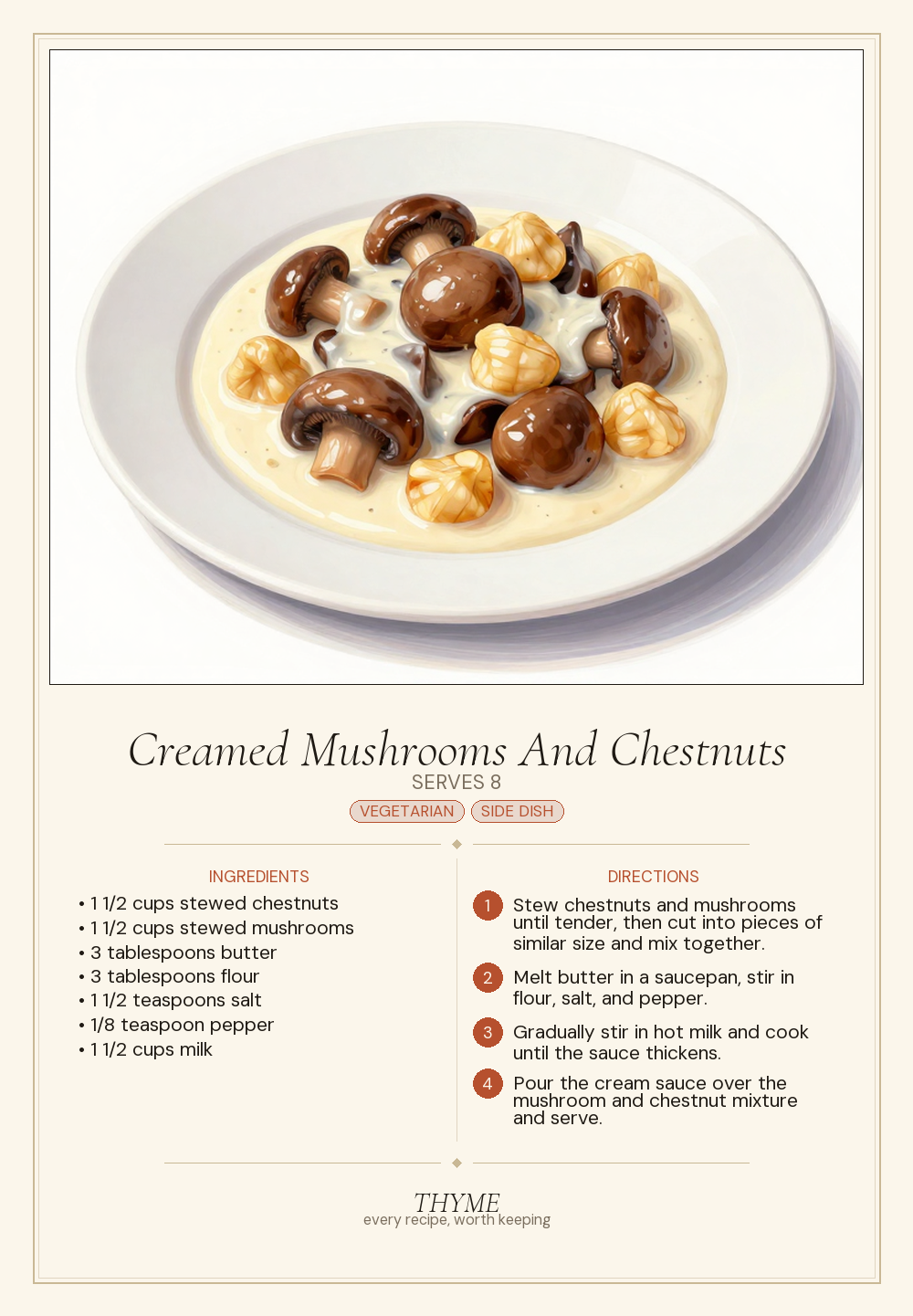 Creamed Mushrooms And Chestnuts