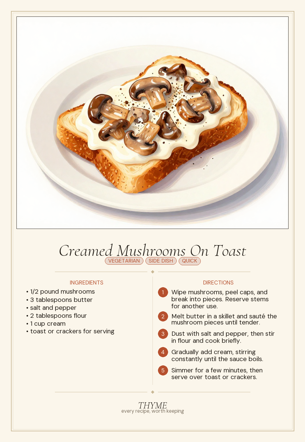 Creamed Mushrooms On Toast