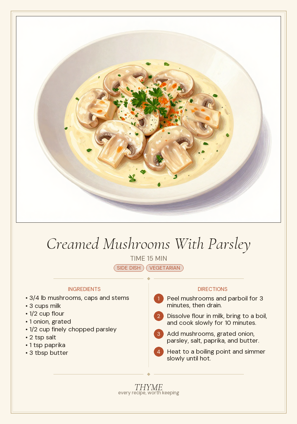 Creamed Mushrooms With Parsley