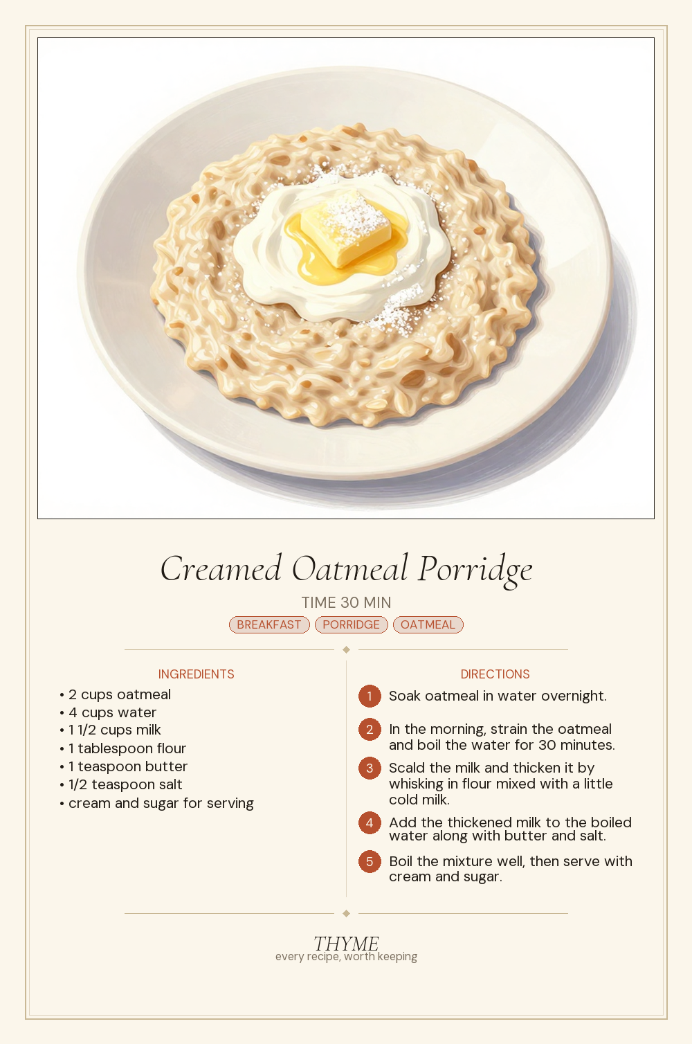 Creamed Oatmeal Porridge