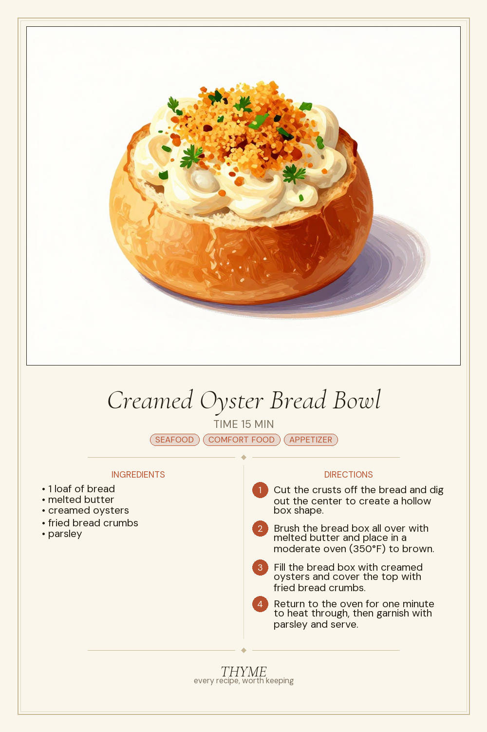 Creamed Oyster Bread Bowl