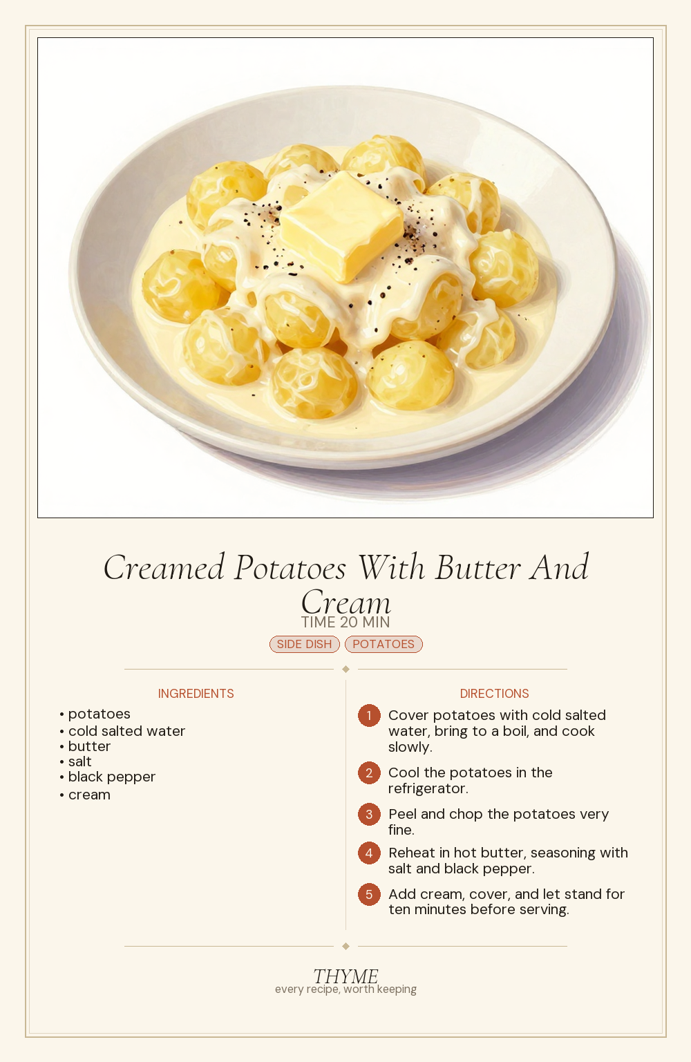 Creamed Potatoes With Butter And Cream