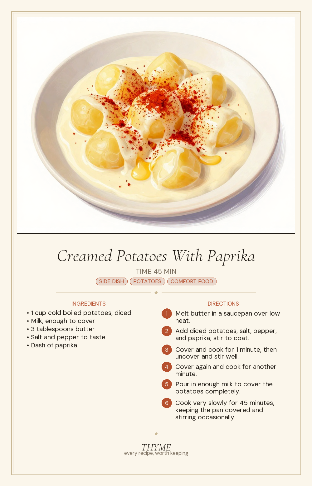 Creamed Potatoes With Paprika