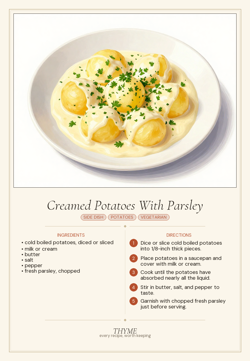 Creamed Potatoes With Parsley