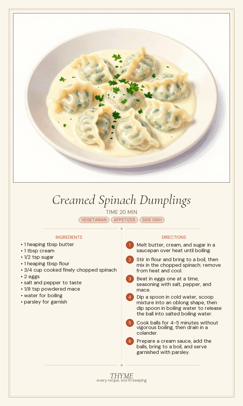 Creamed Spinach Dumplings