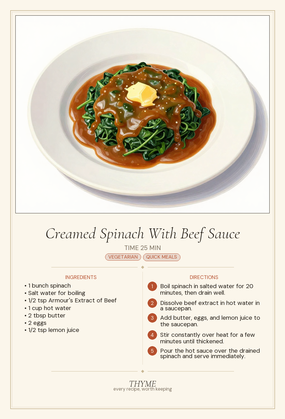 Creamed Spinach With Beef Sauce