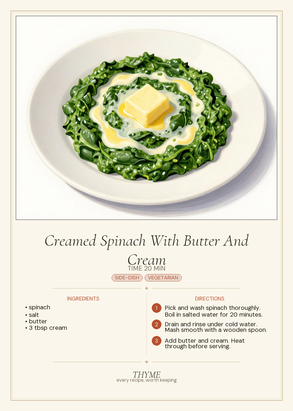 Creamed Spinach With Butter And Cream