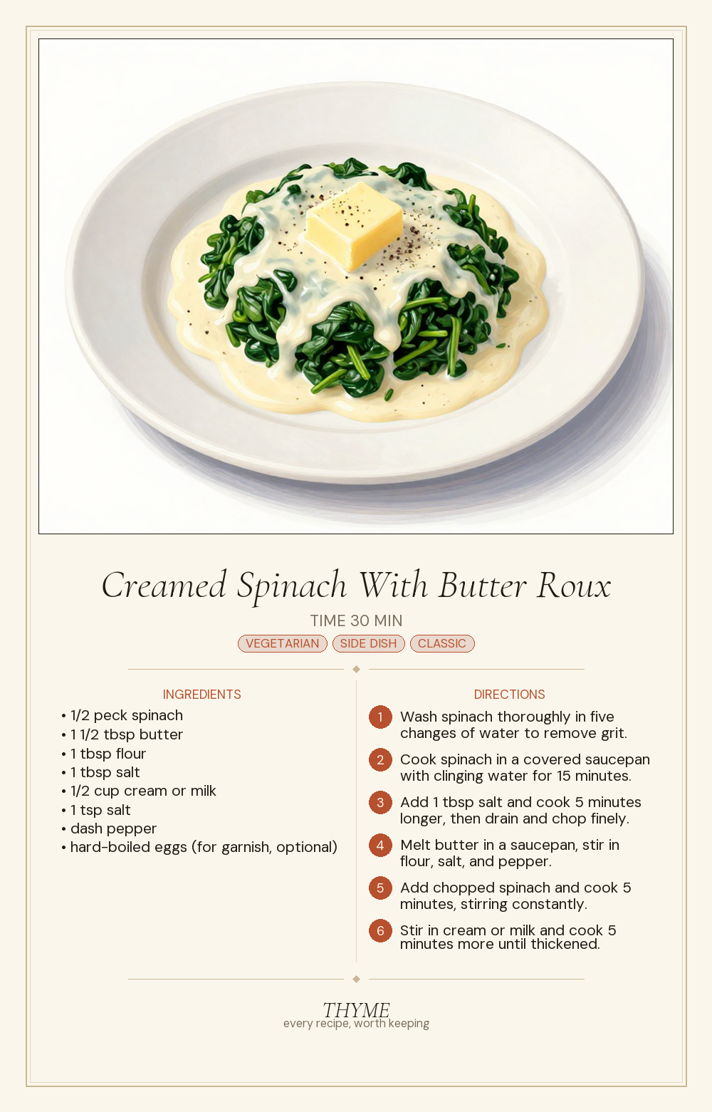 Creamed Spinach With Butter Roux