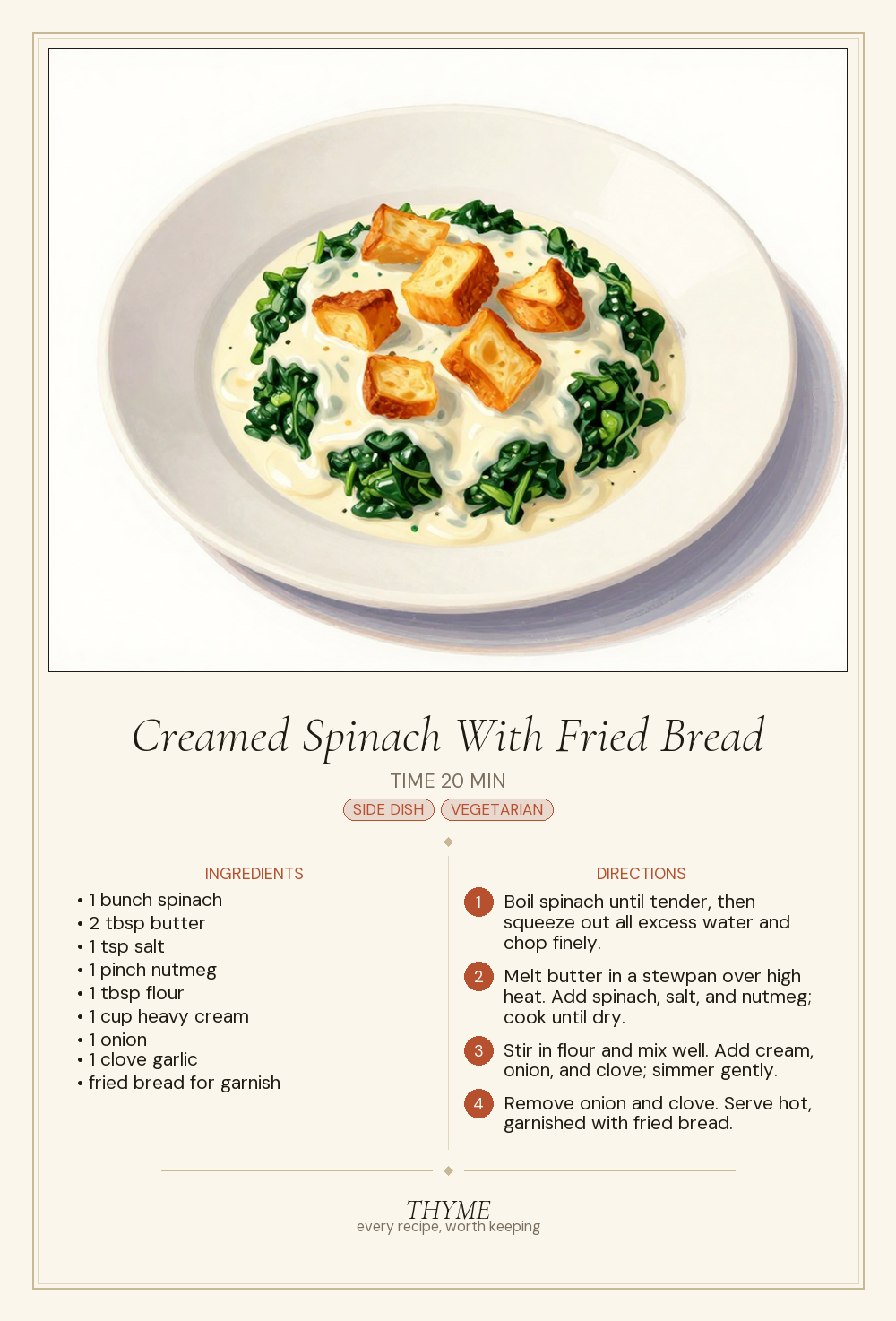 Creamed Spinach With Fried Bread