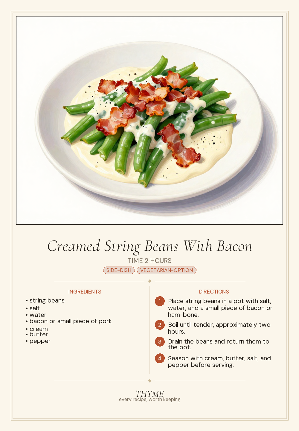 Creamed String Beans With Bacon