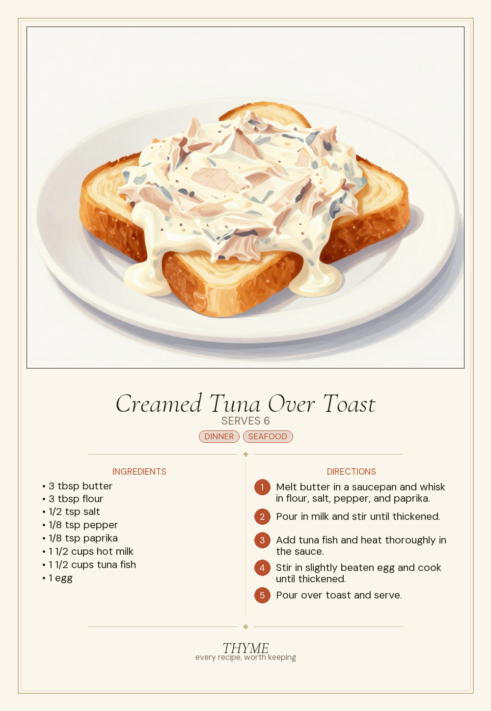 Creamed Tuna Over Toast
