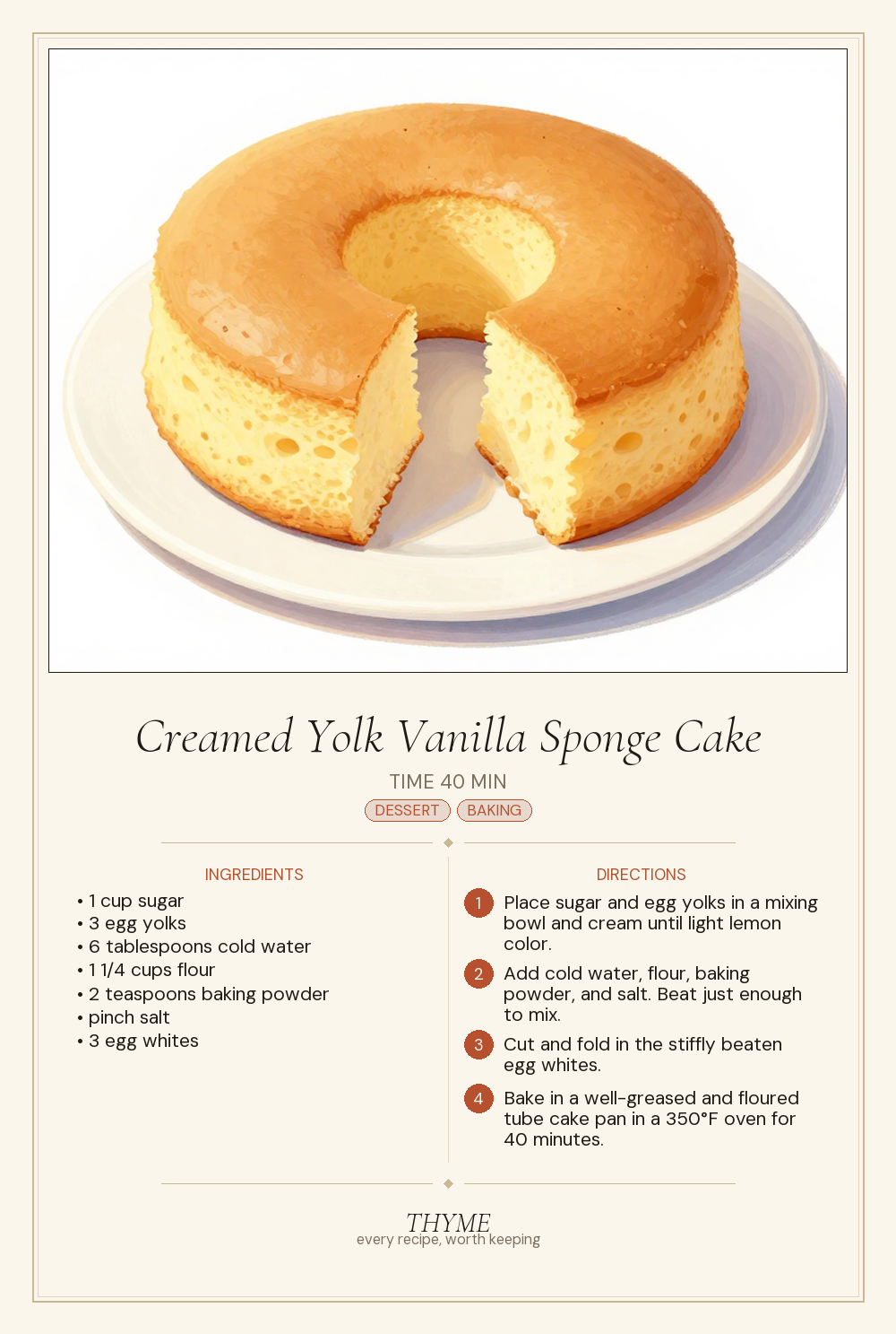 Creamed Yolk Vanilla Sponge Cake