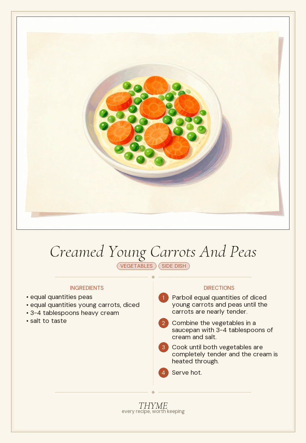 Creamed Young Carrots And Peas