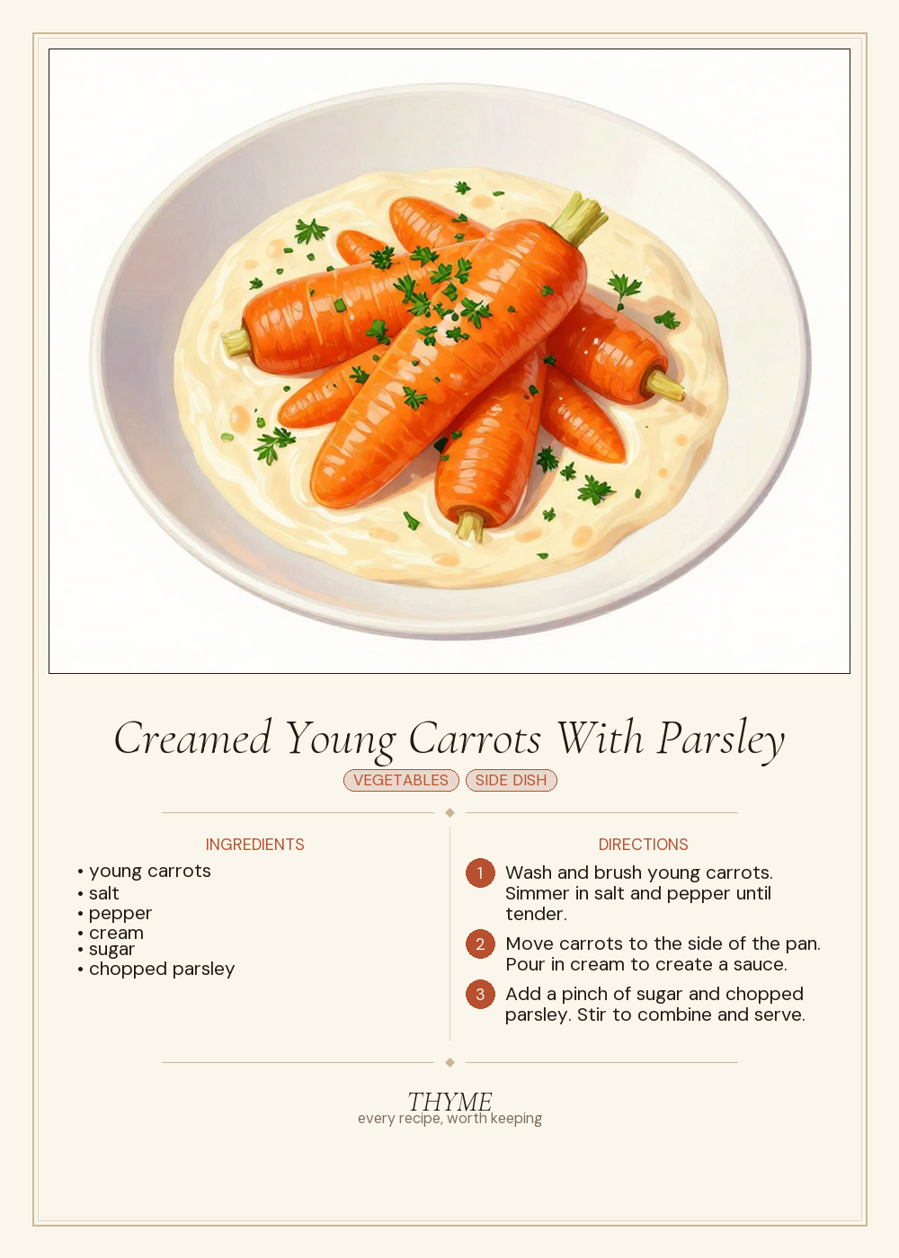 Creamed Young Carrots With Parsley
