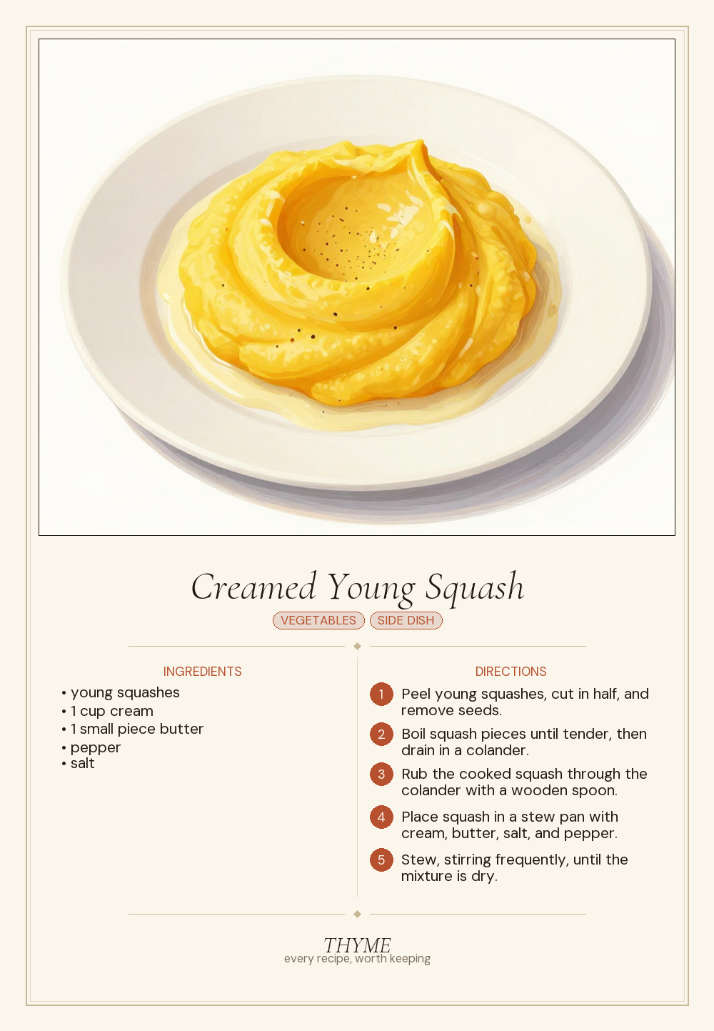 Creamed Young Squash