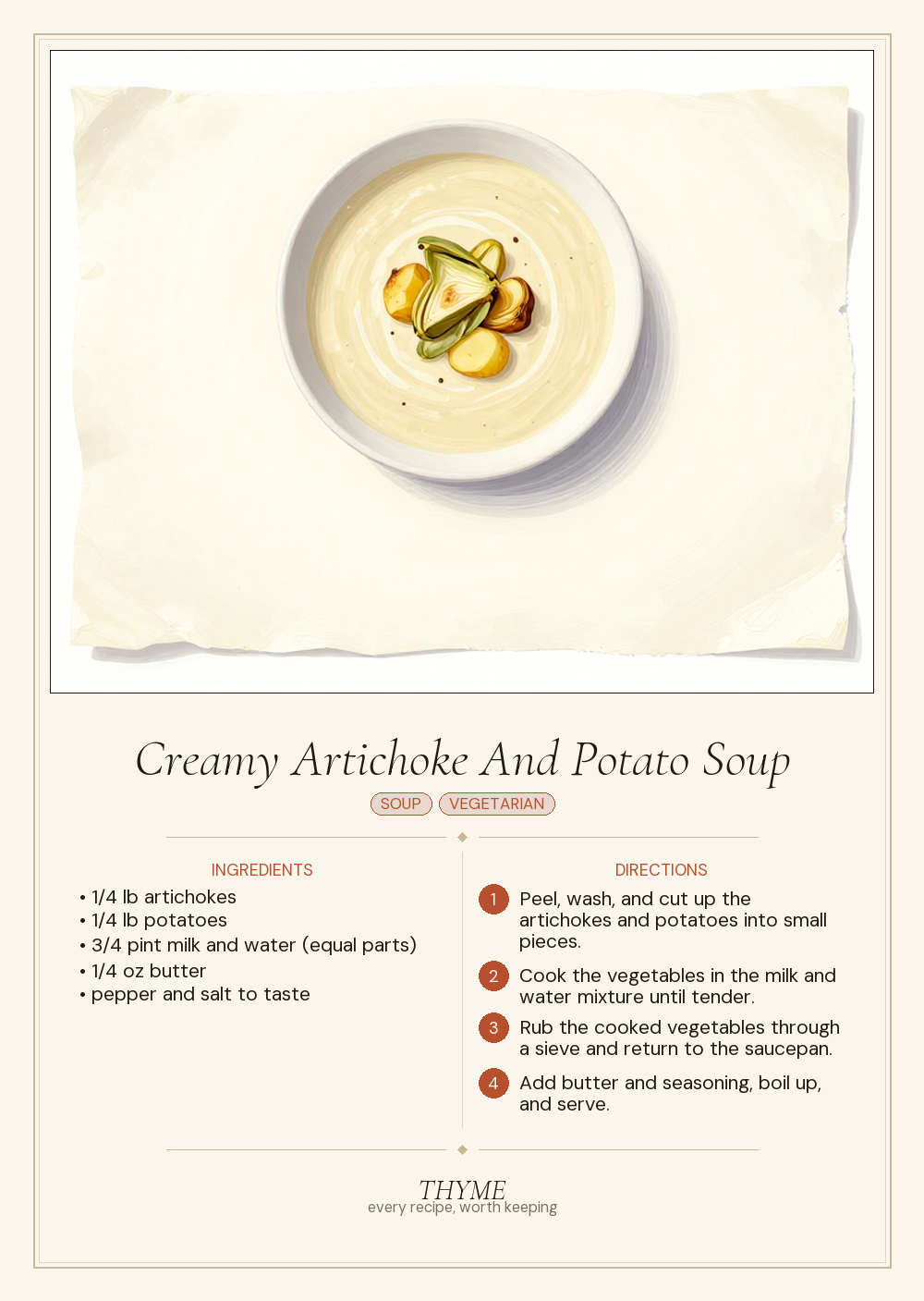 Creamy Artichoke And Potato Soup