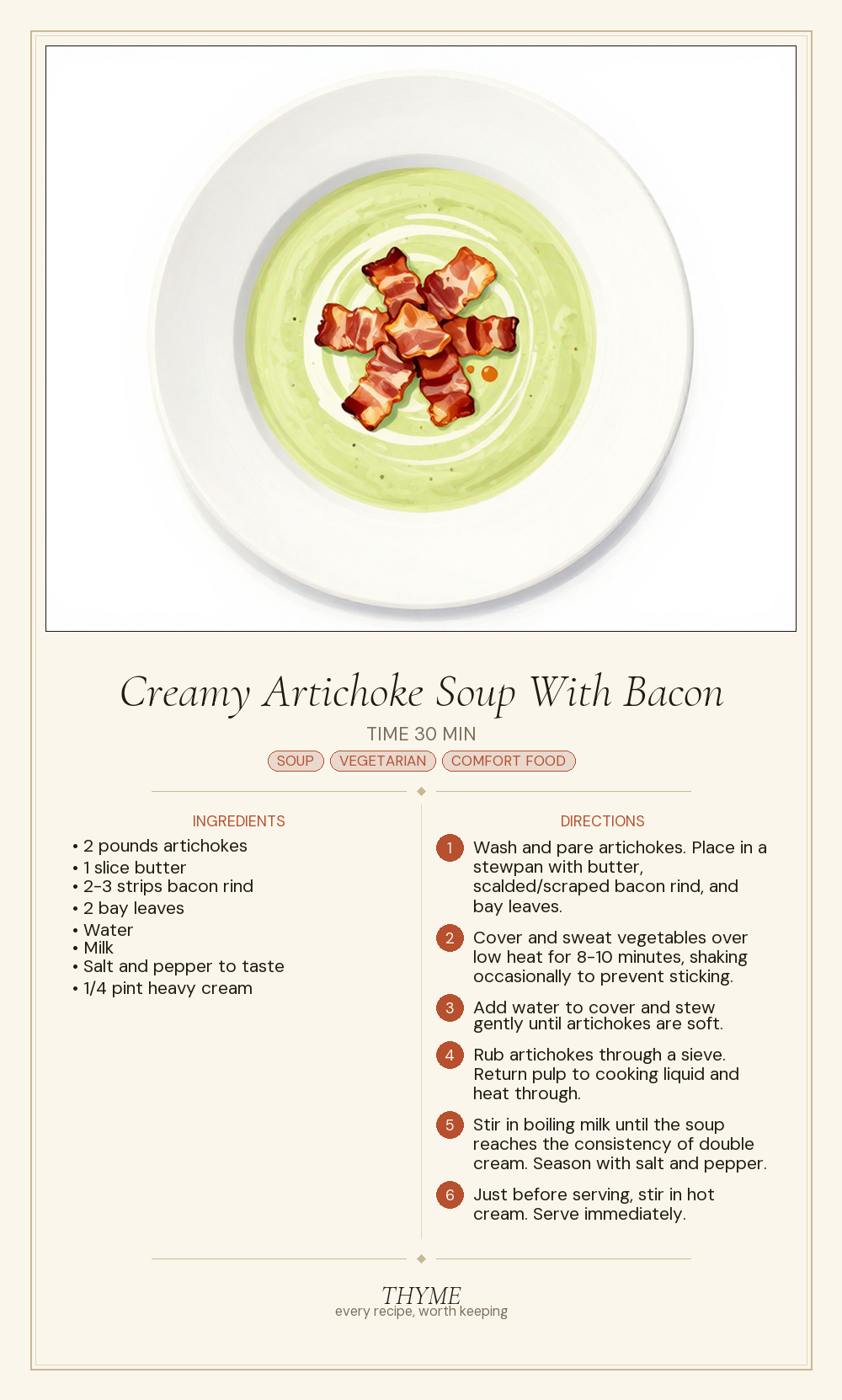 Creamy Artichoke Soup With Bacon