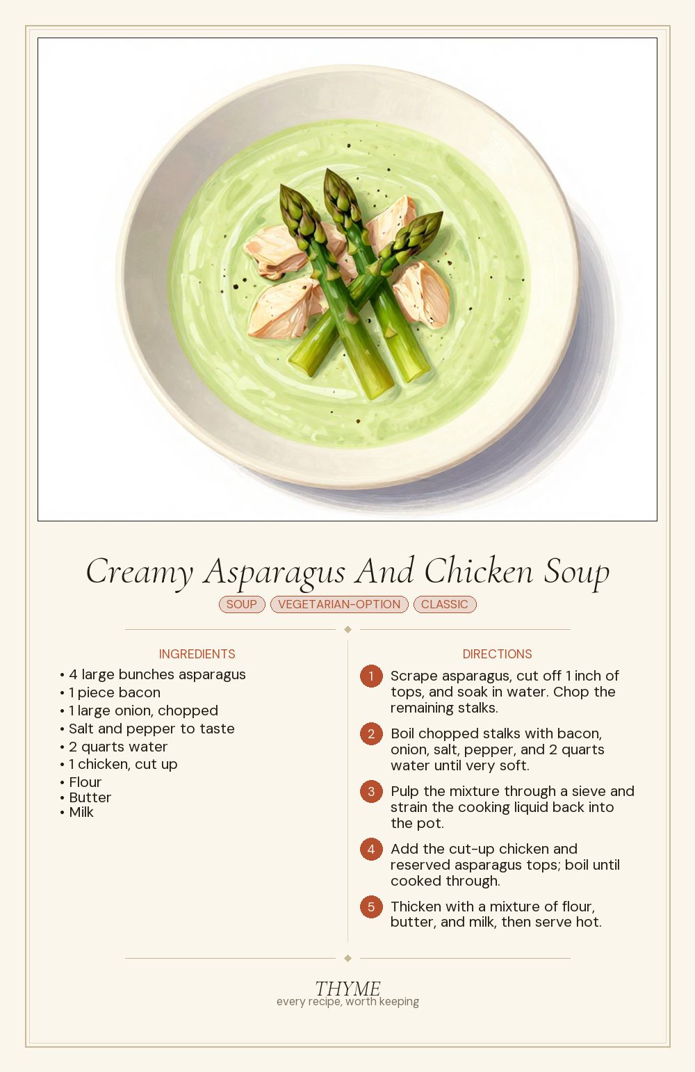 Creamy Asparagus And Chicken Soup